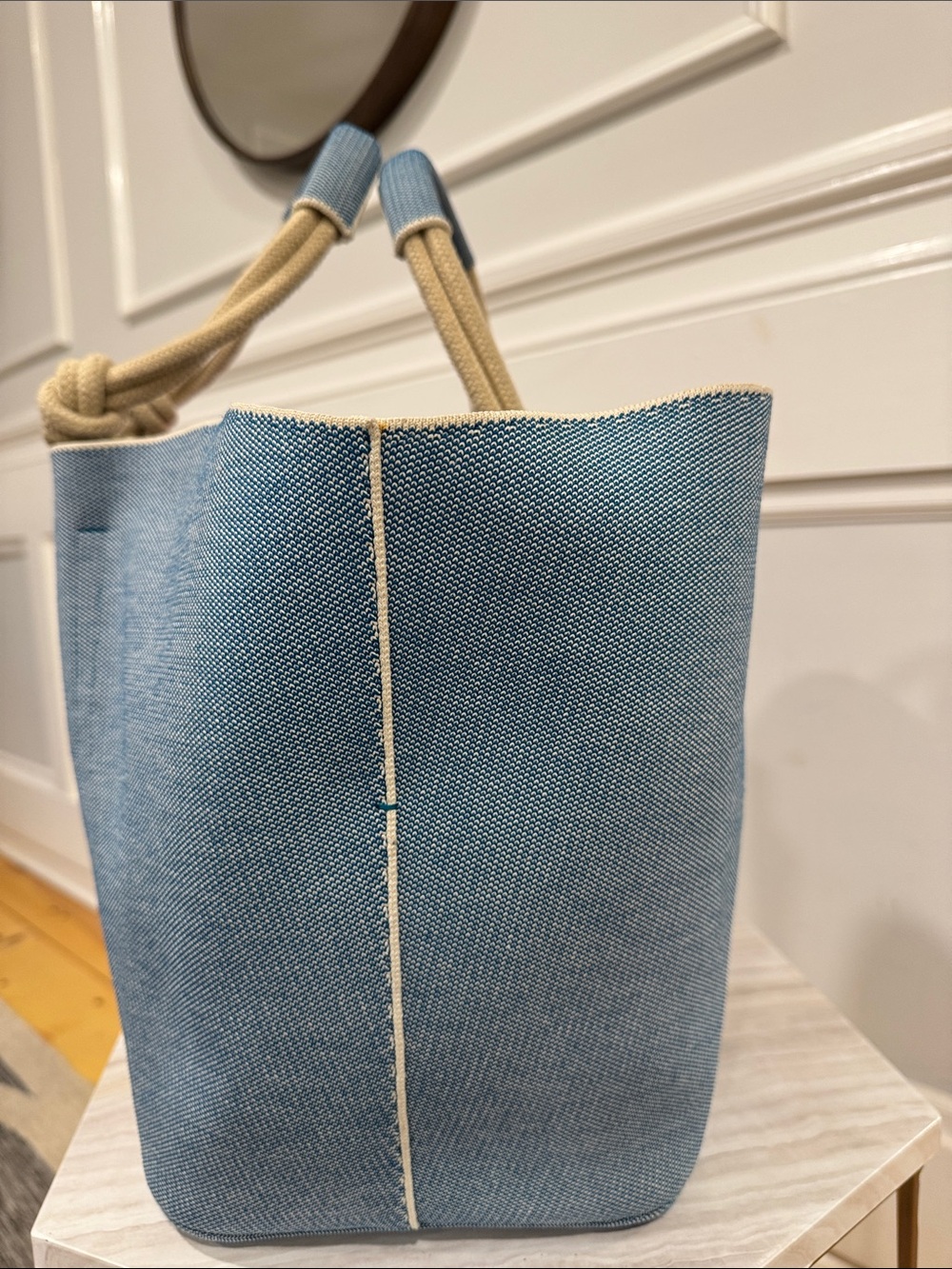Rothy's Bag Large Indigo Blue Sky Rope Tote Knit Bag - Picture 7 of 17